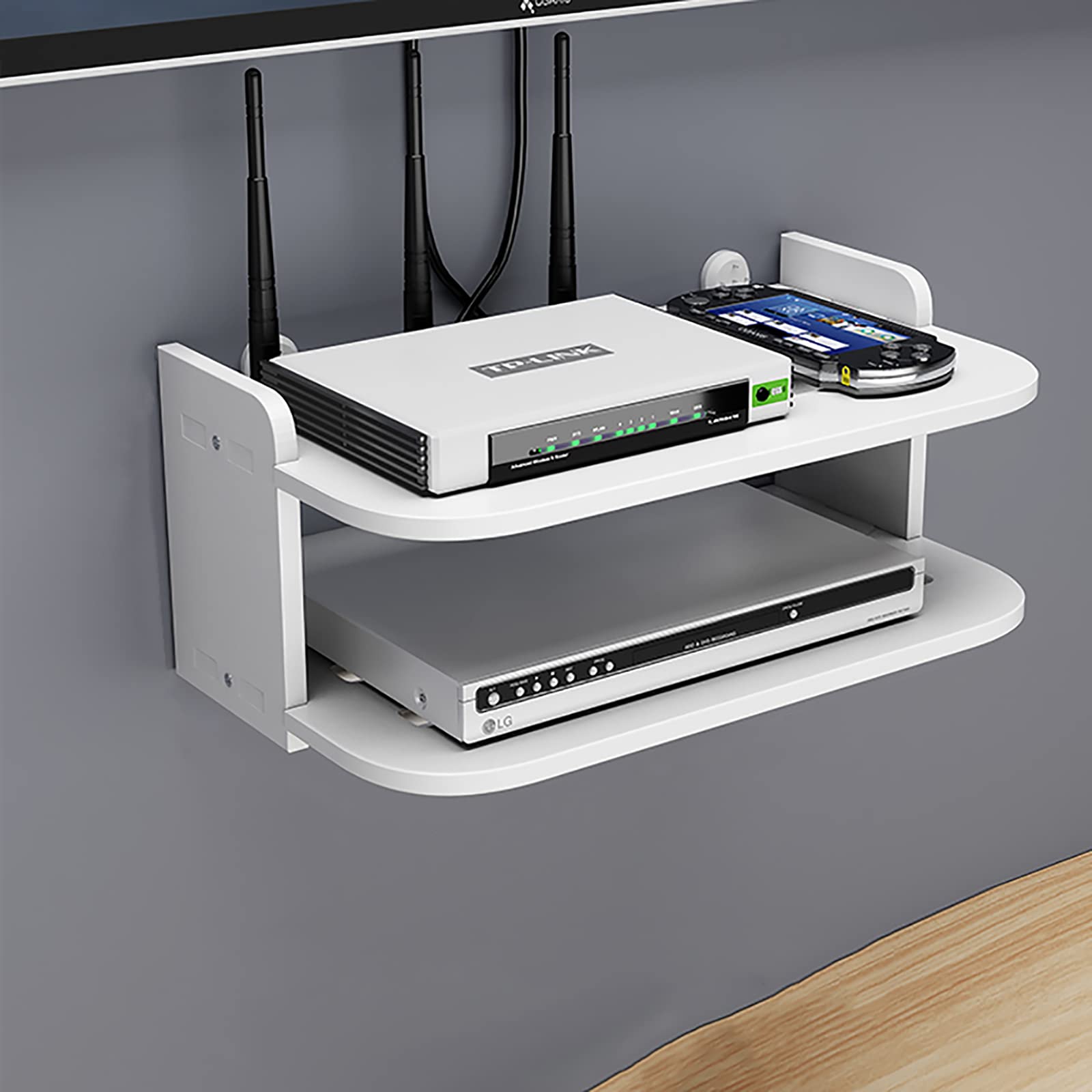 Buy Floating Tv Shelf Settop Box Shelf,Sky Box Shelves,Unit Storage Rack,Cable Box,2 Tier Wall