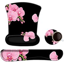 ToLuLu Keyboard Mouse Pad Wrist Rest Gel Ergonomic Mouse Pads for Computer Laptop Office Home, Comfortable Mousepad Keyboard Wrist Support Memory Foam for Easy Typing Pain Relief, Pink Peony Flower