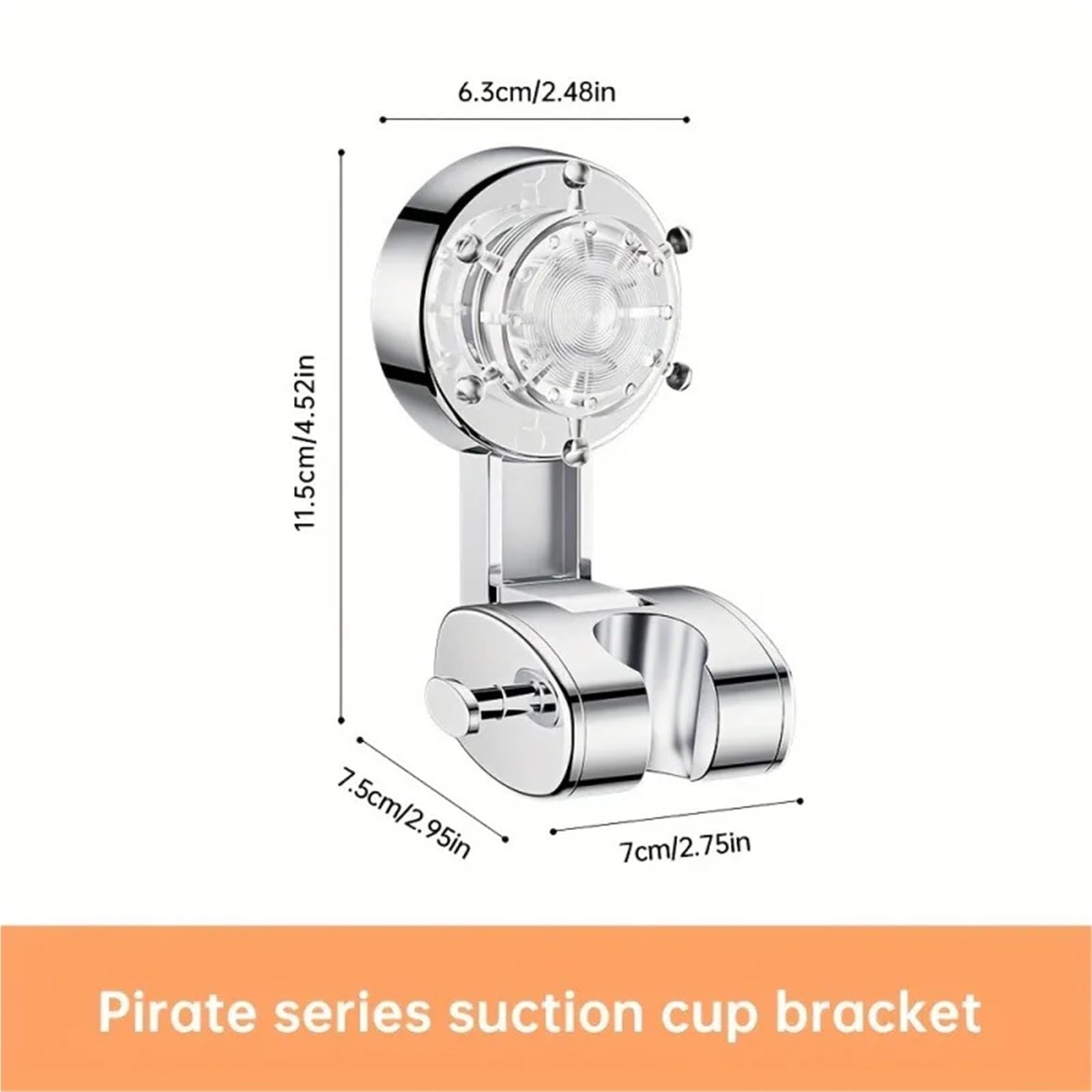 Soporte for cabezal de ducha con ventosa, fácil de instalar y sin taladros, soporte de pared ajustable for ducha de mano, organizador de baño de ABS.(SILVER)