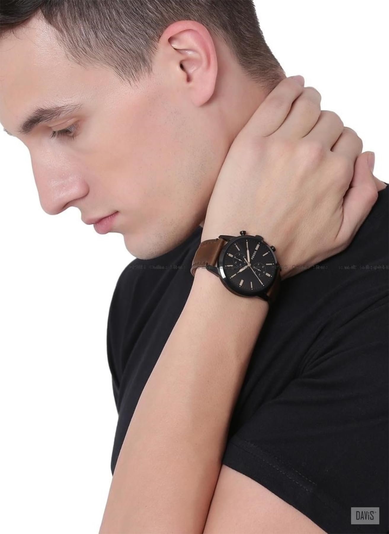 Fossil Townsman Watch pour Homme, Mouvement chronographe à Quartz avec Bracelet en Cuir