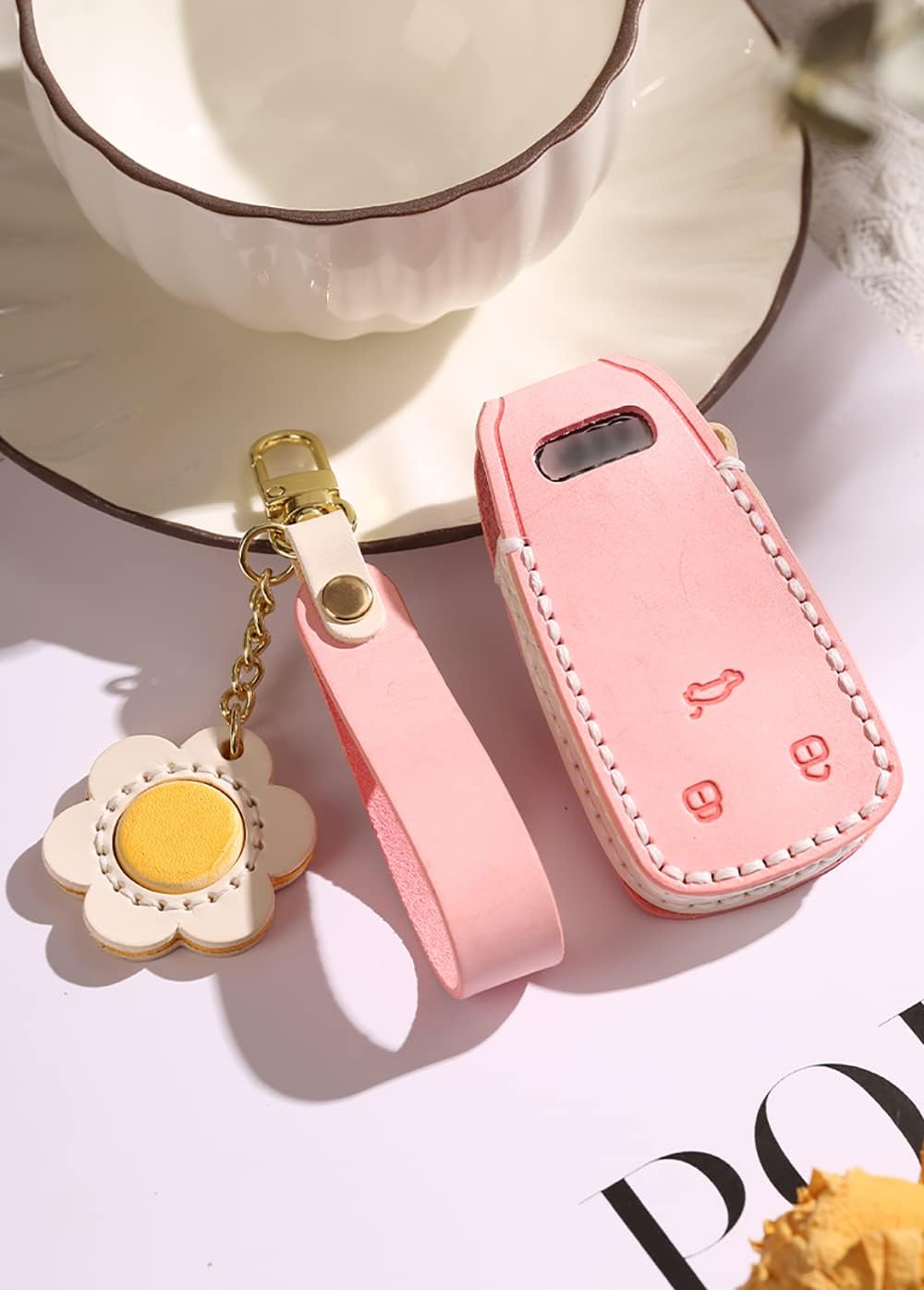 ontto Car Key Shell Compatible with Audi A4 Q7 Q5 TT A3 A6 SQ5 R8 S5 Smart Remote Key Fob Glove 360?Comprehensive Protection Pink