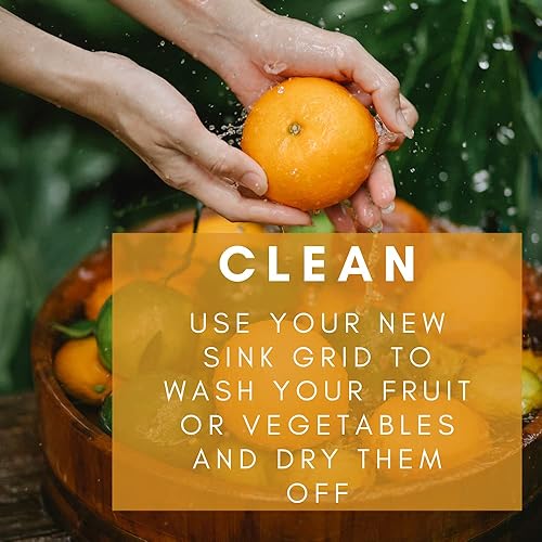 Miniatura 9 de Rejillas protectoras de cocina de acero inoxidable de 13 x 12 pulgadas para fregaderos, estantes universales de drenaje de doble tazón, rejilla