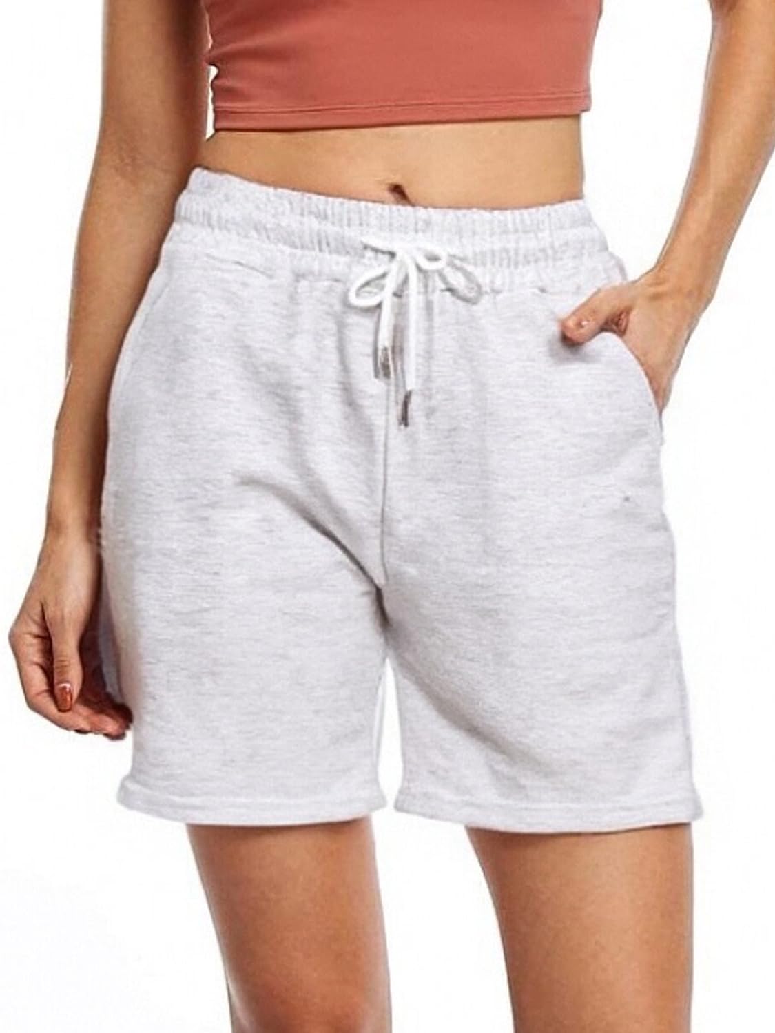 JSEMOY Womens Sweat Shorts with Pockets? Women's Casual Summer Athletic Comfy Shorts Workout Lounge Shorts (US, Alpha, Large, Regular, Regular, Grey)