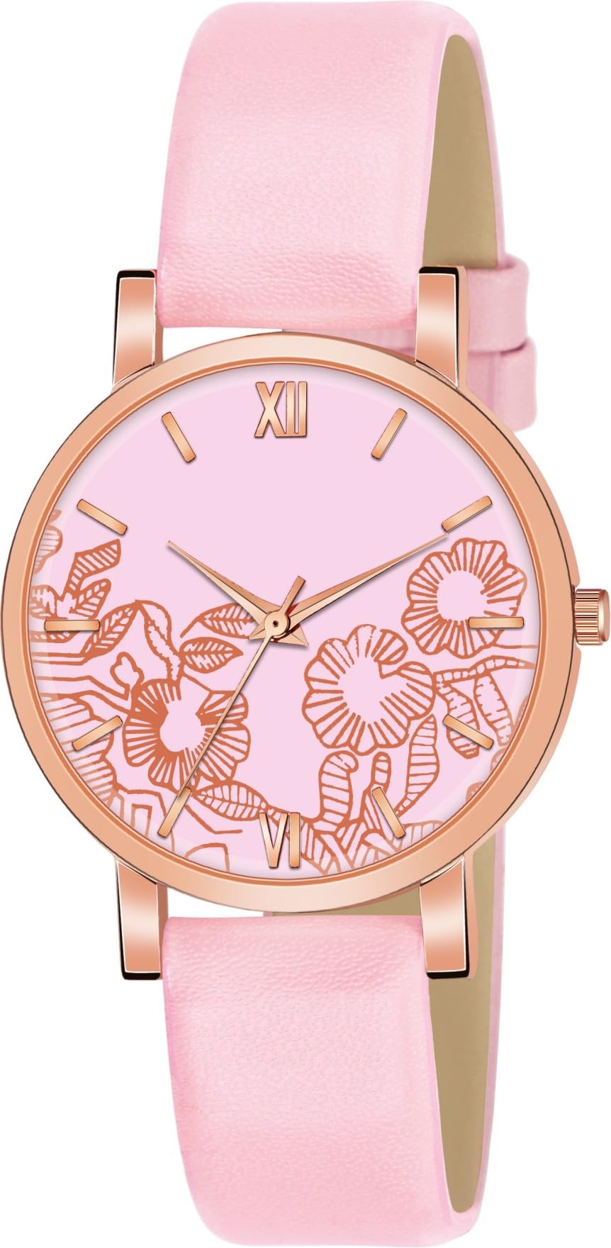 Red Robin Alluring Analogue Flower Dial Lether Strap Graceful Stylish Wrist Watch for Women and Girls, Pack of 1 - C36-FLOWER-D-PLN-L (Pink) (B0CB1D4K9J) Amazon Price History, Amazon Price Tracker