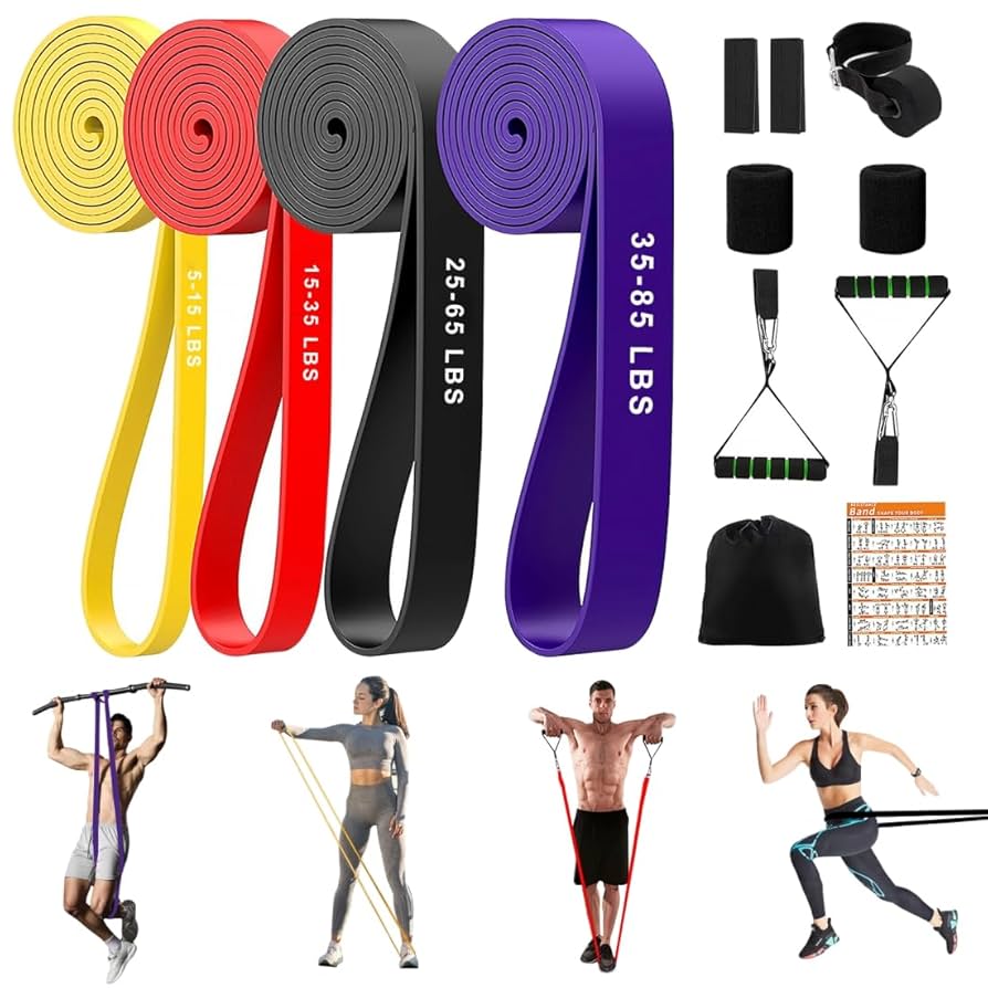 Élastiques De Musculation 2 Pièces Avec Poignées - Bandes Résistance Fitness, Pilates, Yoga, Pour Hommes Et Femmes