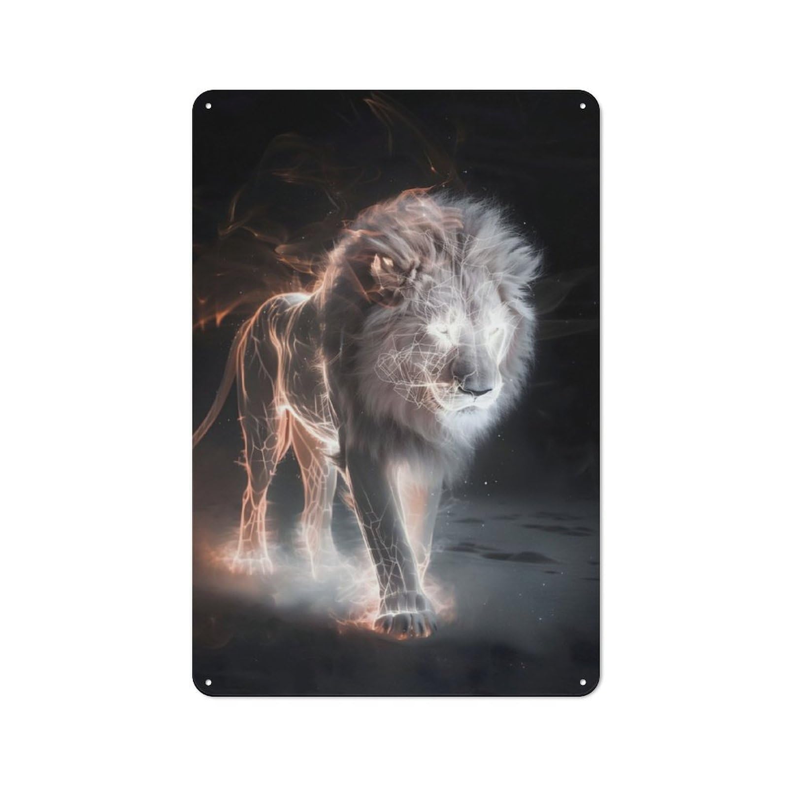 Junmoney Radiant Lion Roar Vintage Tin Sign 30X20cm With For Guest Room Or Hallway, For Themed Room Decoration, For Vintage Wall Decor Fans