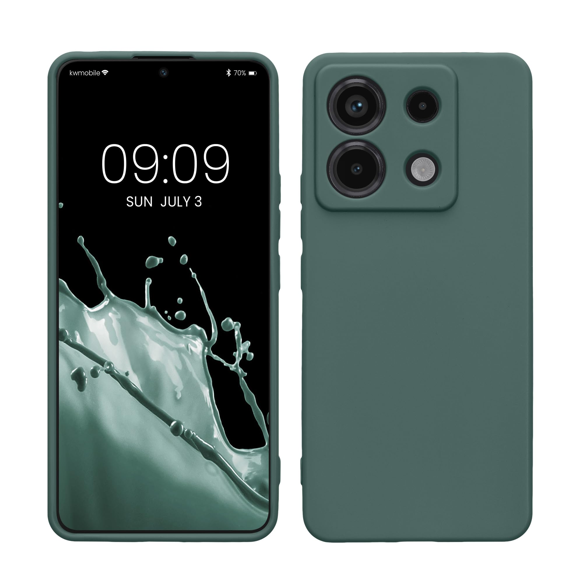 kwmobile Case for Xiaomi Redmi Note 13 Pro 5G / Poco X6 5G Case - Protective Slim TPU Phone Cover - Soft Matte Finish - Blue Green