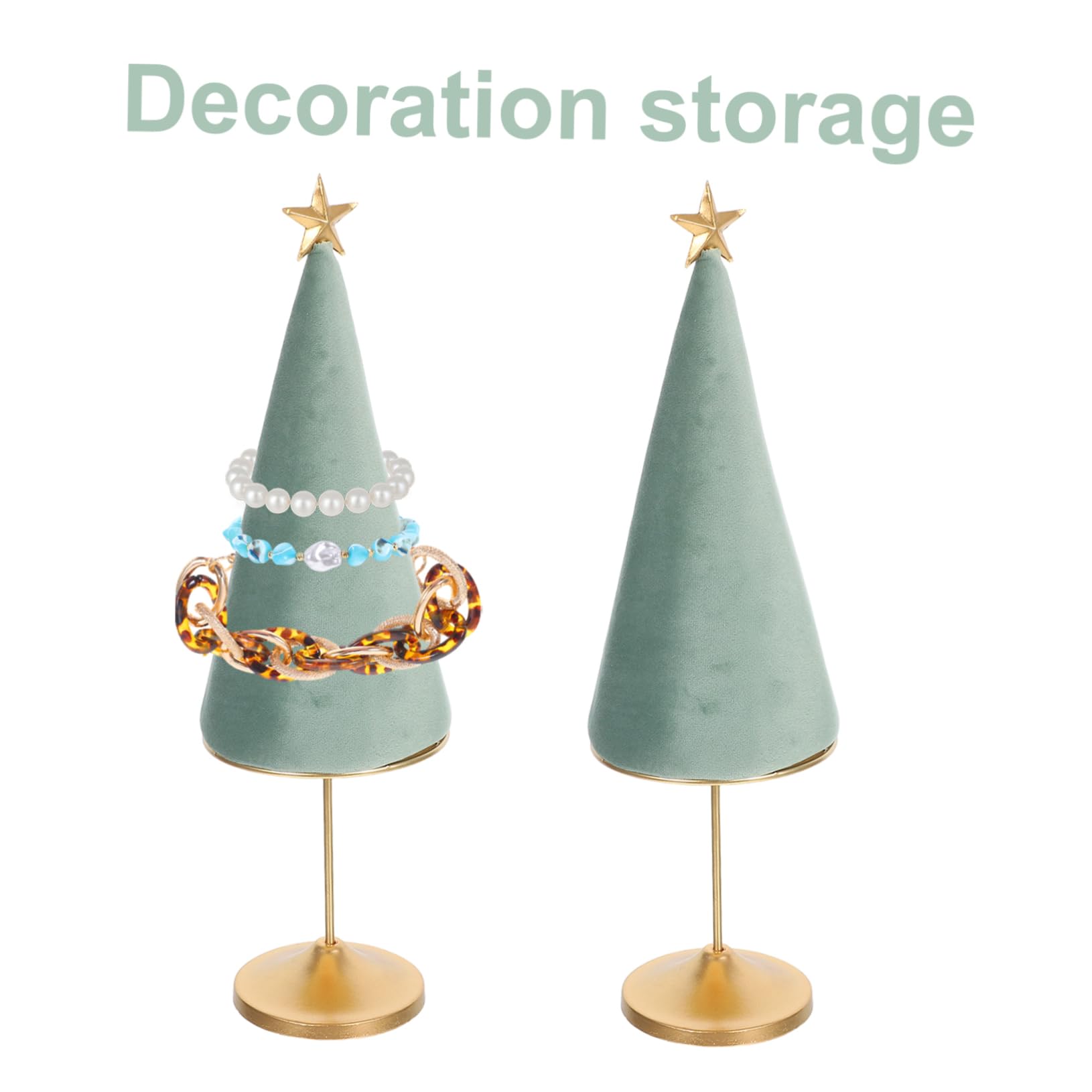 Base per Albero di Natale Supporto per Collana e Gioielli Espositore da Tavolo in Metallo Organizer per Gioielli in Velluto Ornamento da Scrivania per Feste