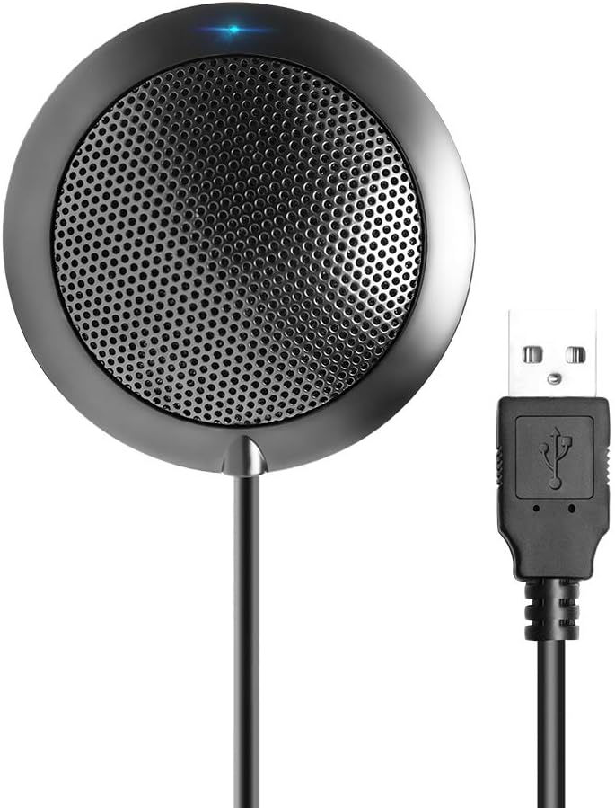 Conference Microphone, Omnidirectional Condenser USB Computer Microphone for Video Conference, Recording, Skype, Online Class, Interview, Plug & Play PC Mic for Windows Mac iOS Desktop