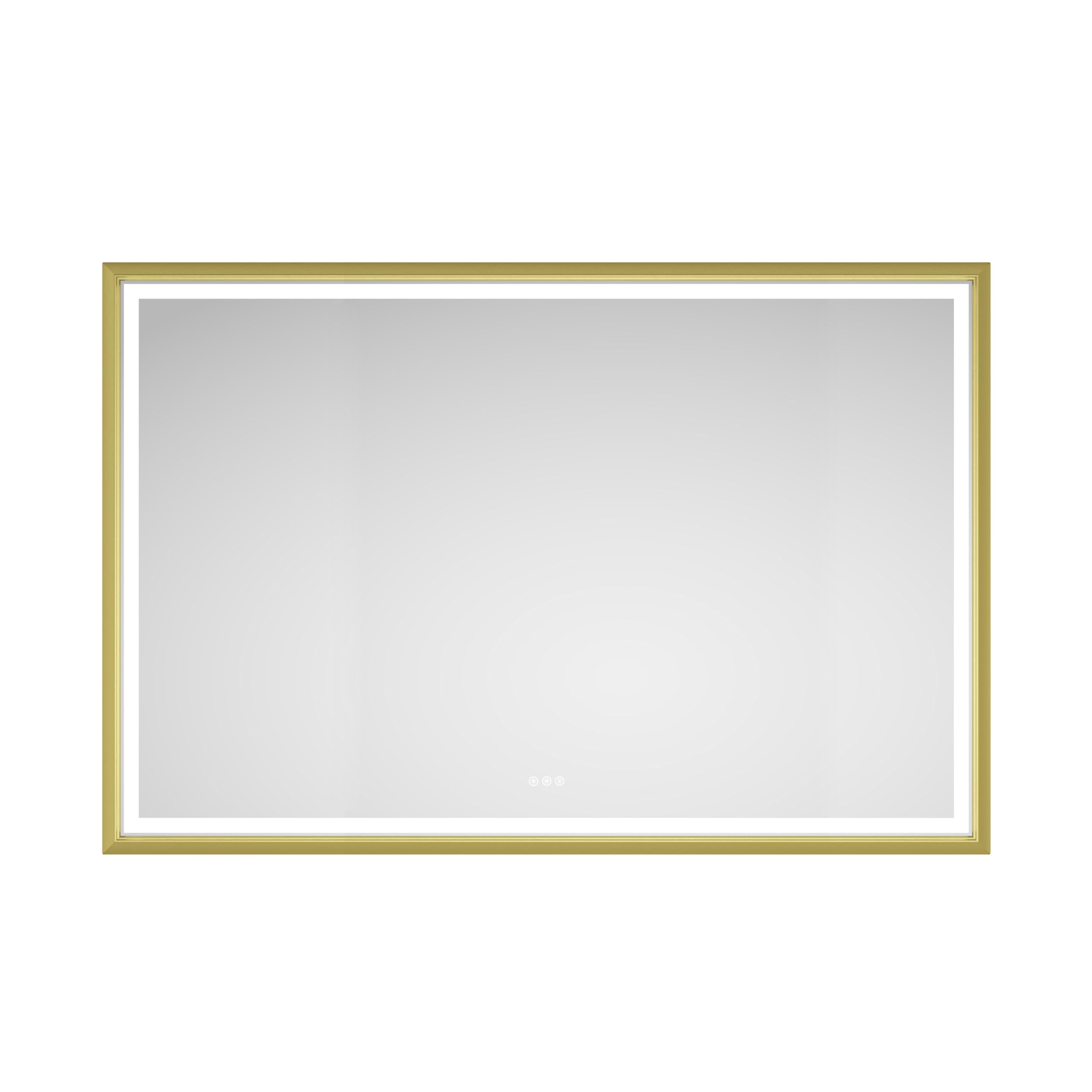 HXUHUWS Elegant LED Bathroom Mirror for a Experience, Anti-Fog and Dimmable with Warm and Cool Light, Wall Mounted in Brushed Gold