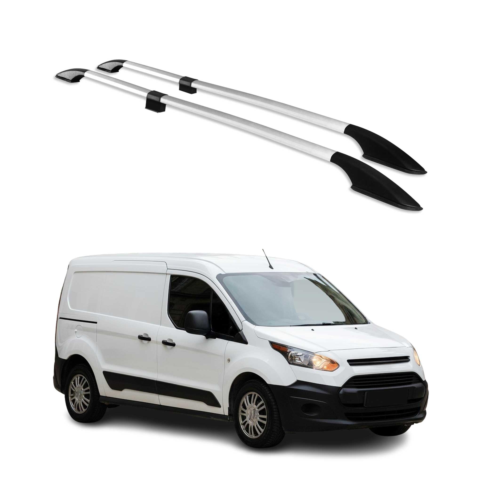OMAC Dachreling Alu kompatibel mit Ford Transit Connect 2013-2024 Langer L2 Alu Grau