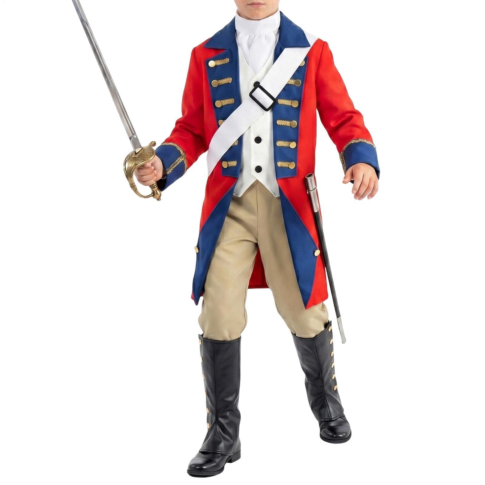 Costume da redcoat per ragazzi in poliestere con fascia staccabile