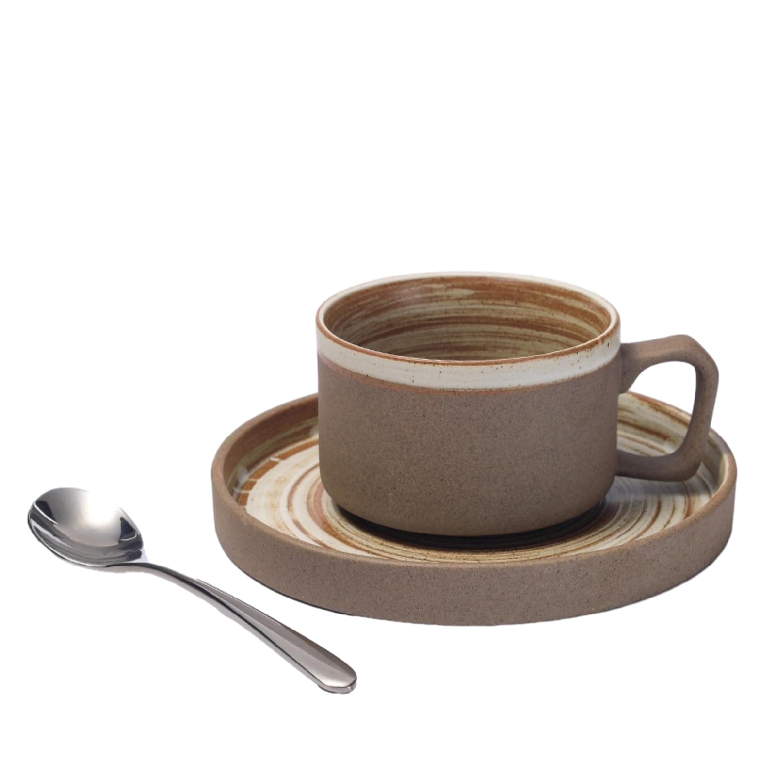 Tazzine da caffè in Ceramica, Tazza e piattino in fine Bone China, Set di Tazze e Piatti da caffè in Ceramica Grezza Europea, Ceramica Semplice