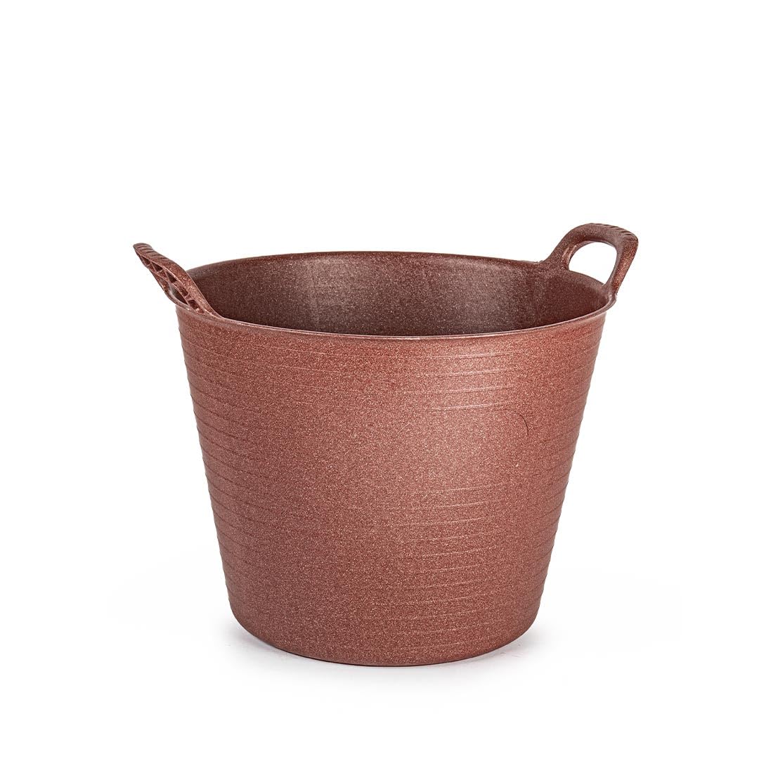 Eco Friendly Large Round Flexi Tub Versatile Multi Purpose Flexible Rubber Storage Container Bucket (Made from 100% Recycled Plastic + Aluminium) (Red, 25 Litre)