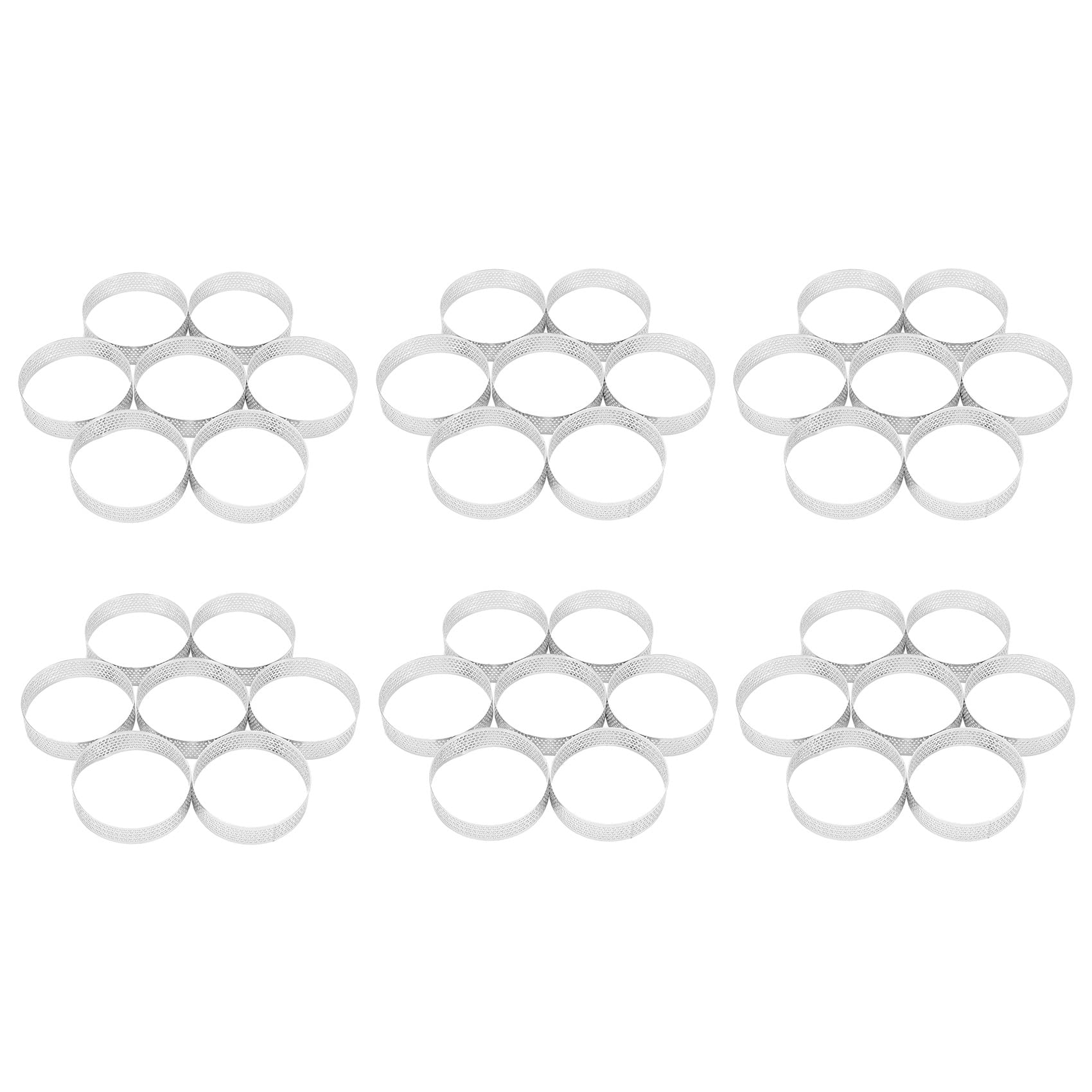 Hndhbfgrt 30Pcs Circular Porous Tart Ring Bottom Tower Pie Cake Mould Heat- Perforated Cake Mousse Ring, 8cm