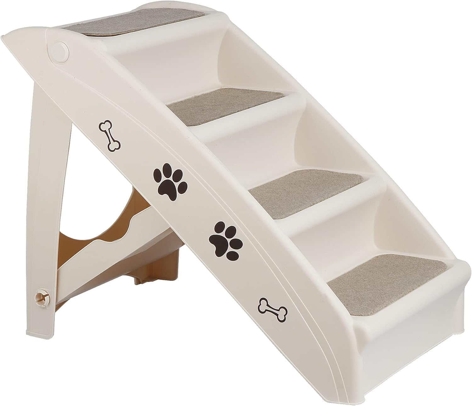 20" H 4-Step Dog Stairs for Small Dogs and Cats, Non-Slip Dog Steps for High Beds, Couch, Sofa, Sturdy Pet Steps (Tan)
