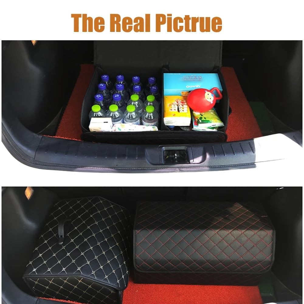 Kofferraum Organizer für Mercedes Benz G Class G500 G550 G55 G63 G65 AMG, Leder Kofferraumtasche Wasserfeste Faltbarer Kofferraum-Organizer mit Verstärkten Griffen Auto Kofferraum Organizer Box