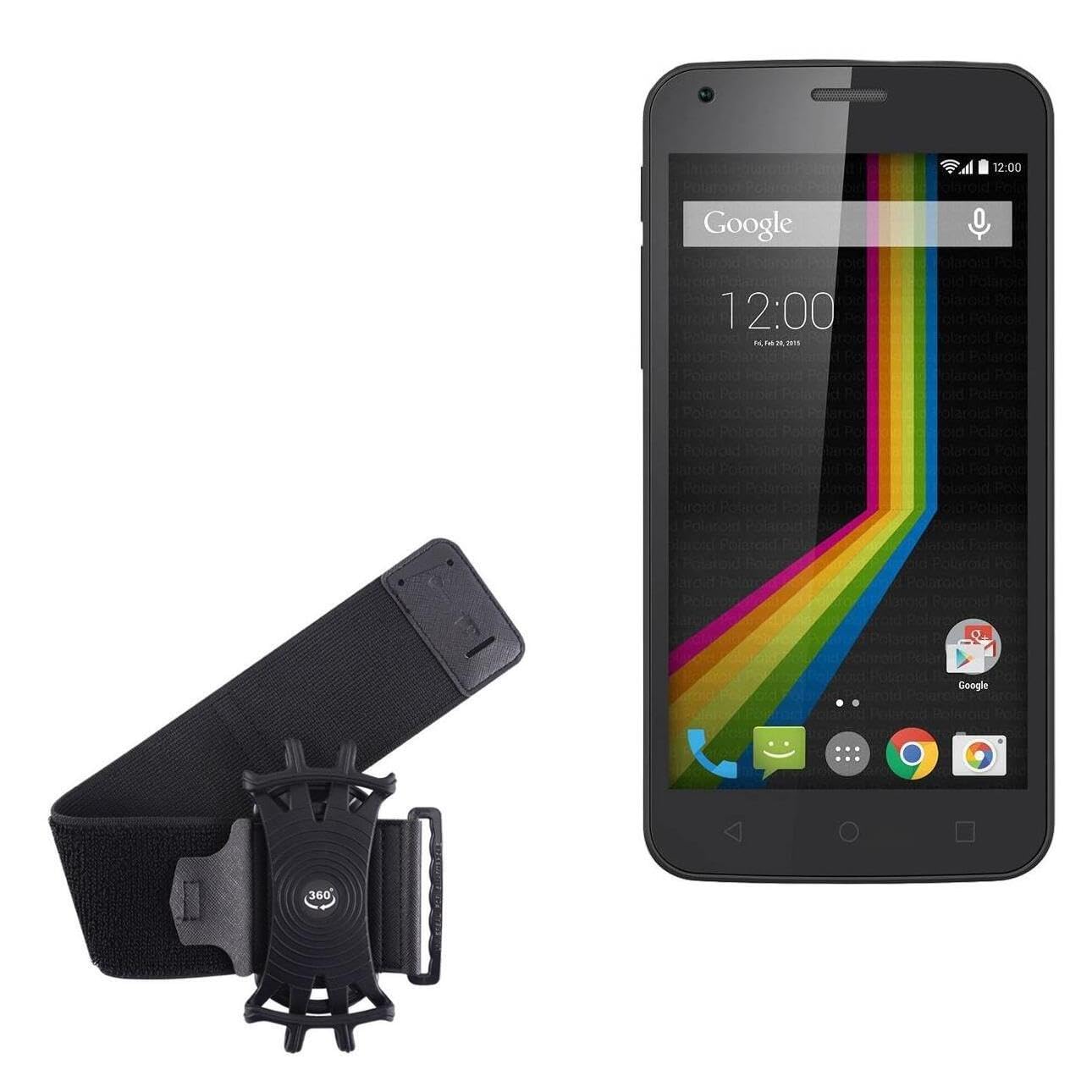 BoxWave Holster Compatible with Polaroid Link A5 - ActiveStretch Sport Armband, Adjustable Armband for Workout and Running - Jet Black