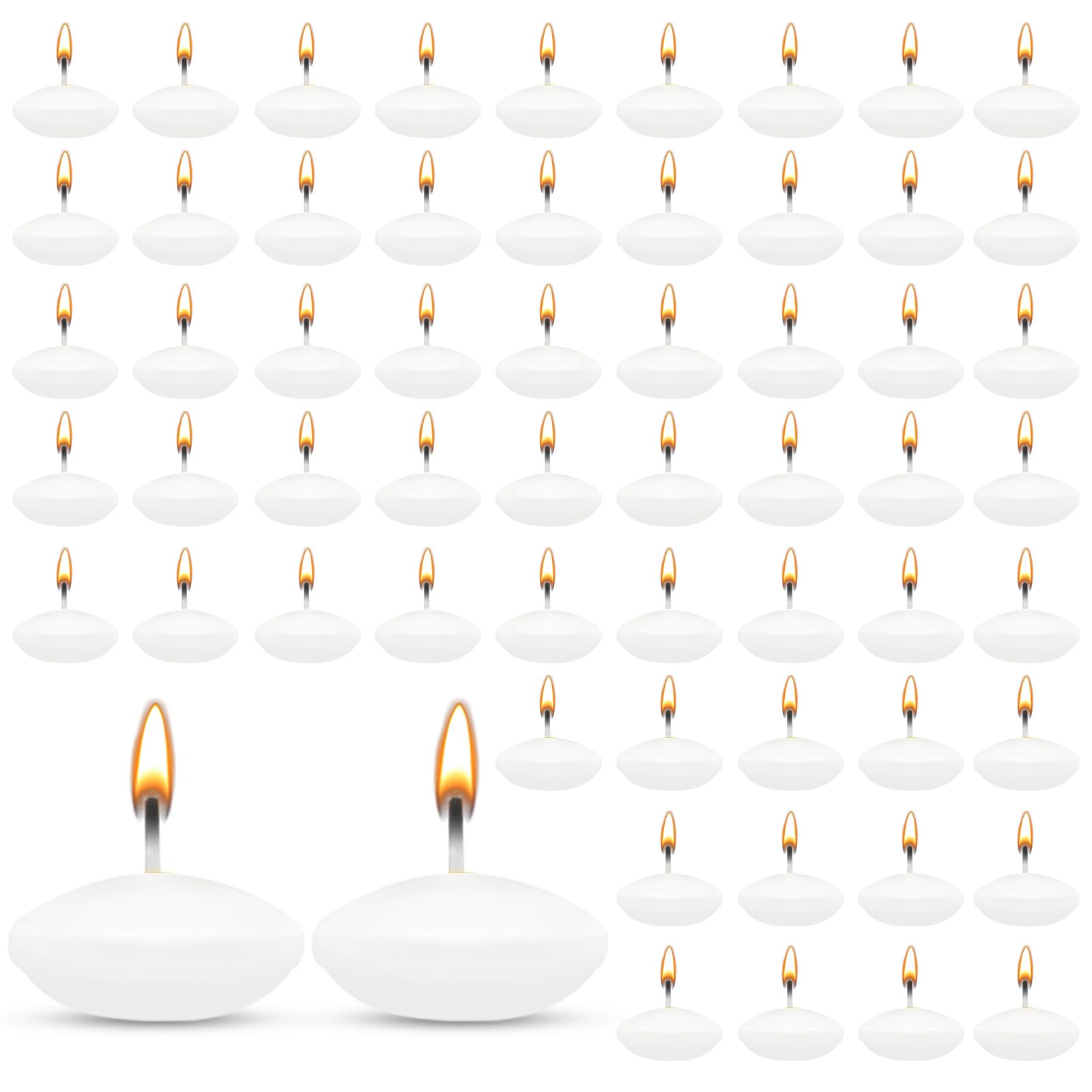 HA BIN 60 x White Floating Candles 38mm Unscented Wedding Romantic Night Bachelorette Party Decorations