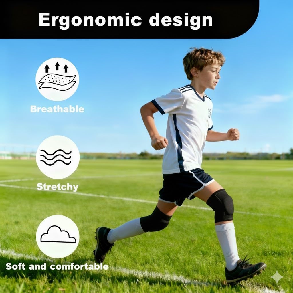 Genouillères de protection élastiques unisexes S, genouillère danse confortable, genouillère sport antichoc rembourrée, pour enfants, pour yoga, course, fitness, football