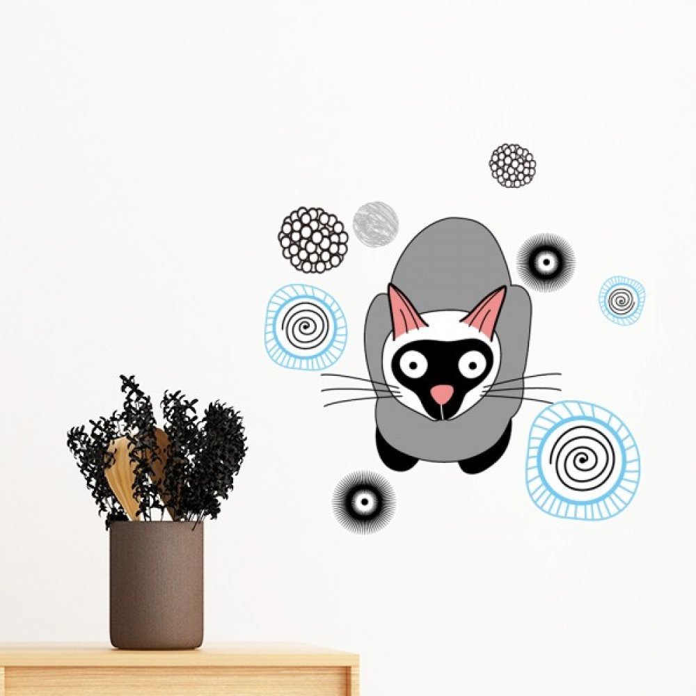 Décoration murale chat amovible pour masquer les imperfections d'un mur