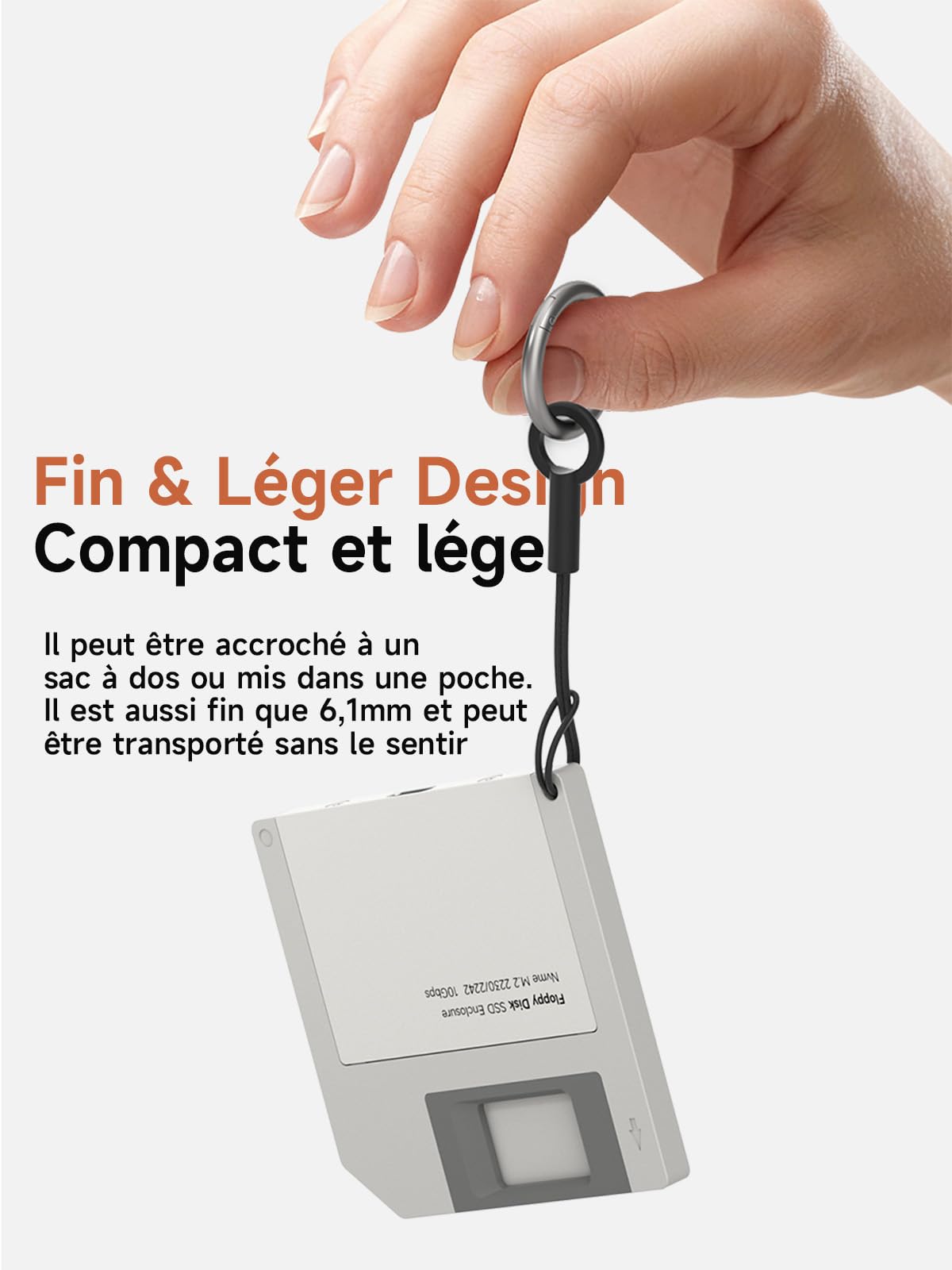 Hagibis Boîtier SSD Style Disquette USB 3.2 Gen2 10 Gbit/s vers NVMe PCI-E M.2 2230/2242 SSD, boîtier de Disque Dur Externe M.2 pour MacBook, Ordinateur Portable, iPad, Android, iPhone 17 Pro Max