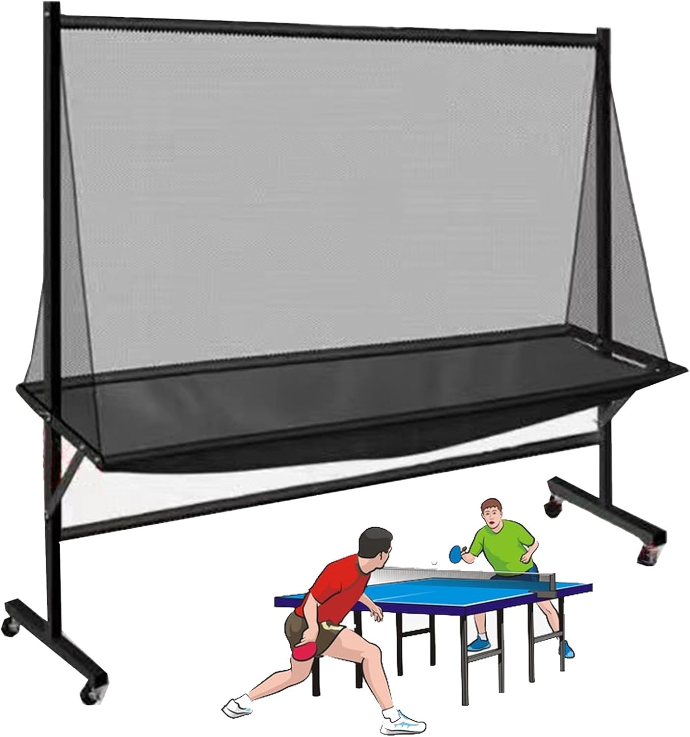 卓球ボールキャッチネット ホイール付き ボールコレクター サイド