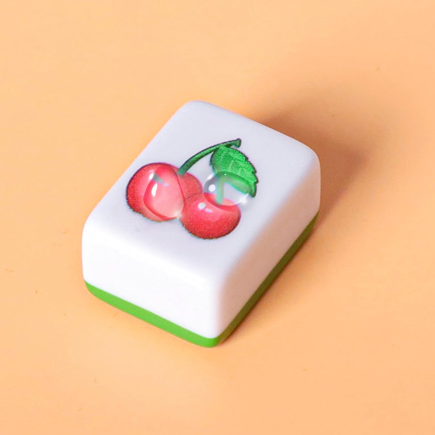 GRACIAS 4 Players Mahjong Block Set, 128 Green Tiles(1.18”) with Animal and Food Pattern, Portable Mahjong Set with A Carry Bag, Mahjong Tile Game