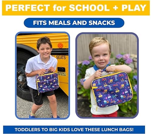 Truck Lunch Box With Ice Pack For Boys, Insulated Bag For Toddlers Kids Baby Boy Daycare Pre-School Kindergarten, Container Boxes For Small Kid Snacks Lunches, Bpa Free, Blue Construction Trucks #TOP5