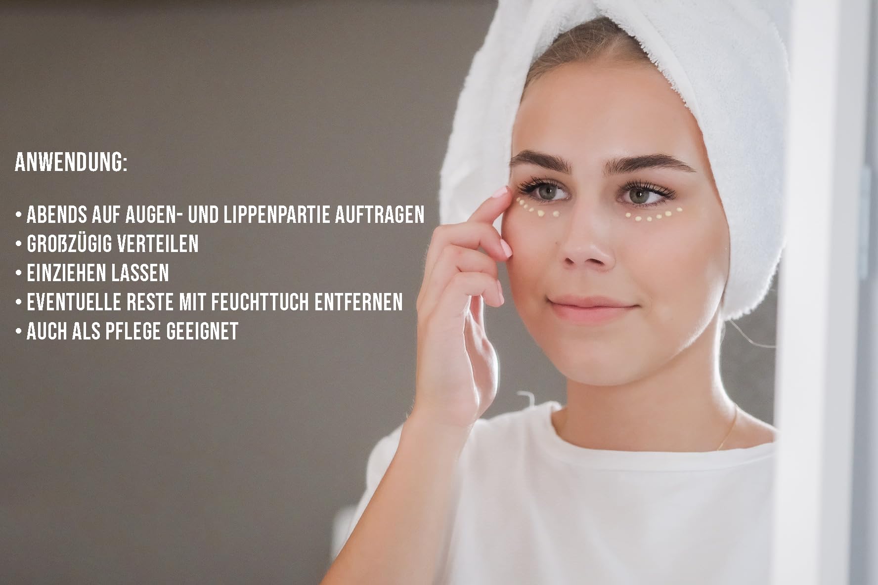 Augen Lippen Maske Vegan 100ml - mit Vitamin C, Hyaluronsäure, Q10 – Spendet langanhaltend Feuchtigkeit - Aufpolsterung, Glättung