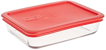 3-Cup Single Rectangular Glass Food Storage Container with Lid&comma; Non-Toxic&comma; BPA-Free Lid&comma; Tempered Non-Pourous Glass&comma; Microwave&comma; Dishwasher&comma; Freezer and Oven Safe&comma; Red