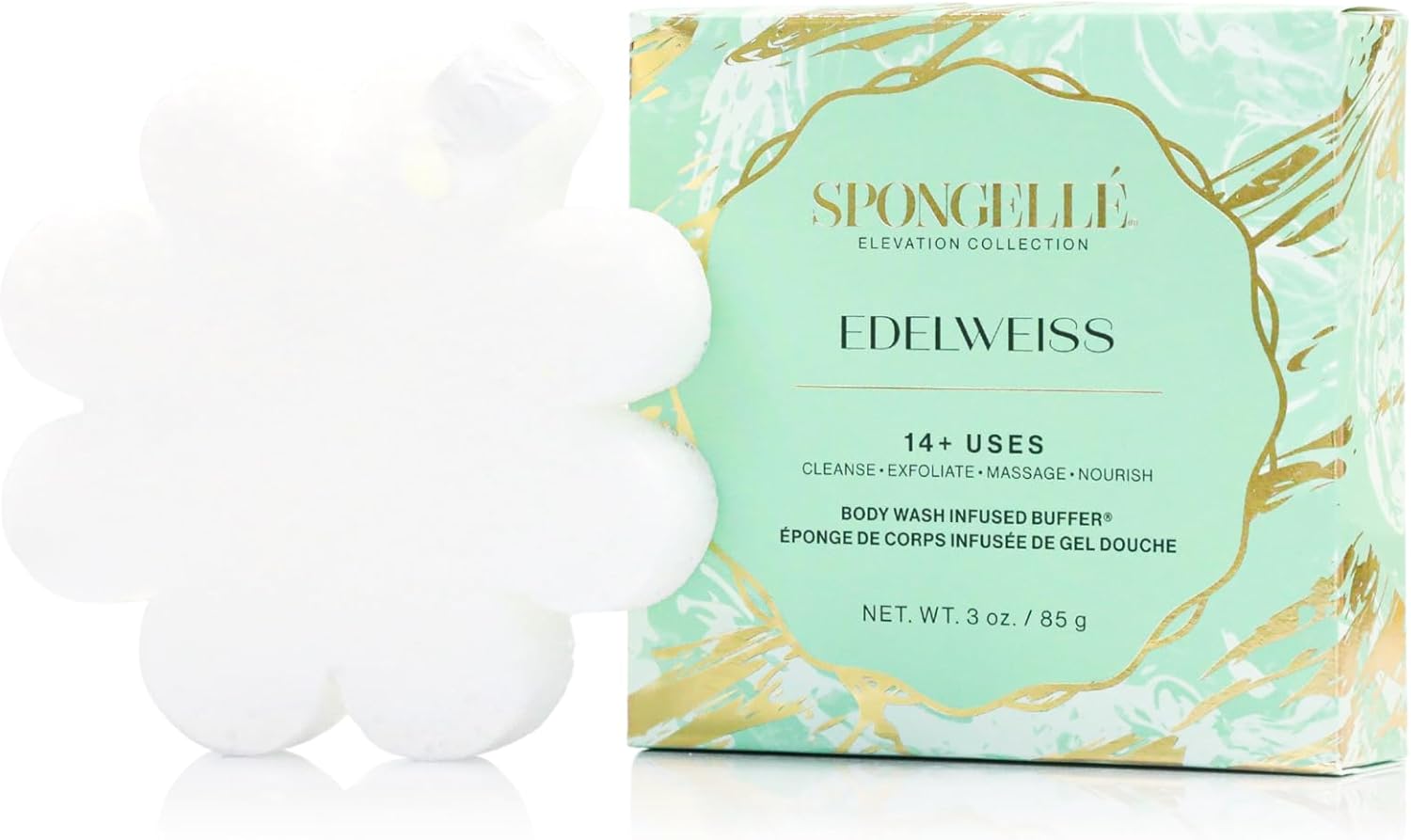 Spongelle Naked Belladona Elevation Body Buffer | Bath & Shower Loofah for Women | Cleanse, Exfoliate, and Nourish in one Easy Step | Cruelty-Free, Vegan, Dermatologist-Tested, Made in USA