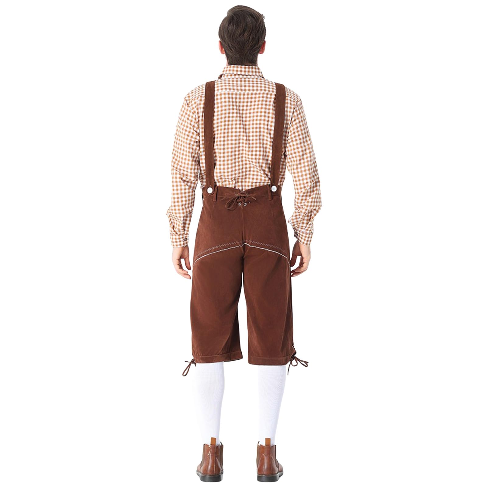 Oktoberfest Set Completo Da Uomo, Set Composto da Camicia a Quadri e Pantaloni Salopette con Bretelle, Oktoberfest Costume Uomo, Costume Tirolese Uomini, Per Carnevale, Cosplay, Feste Della Birra