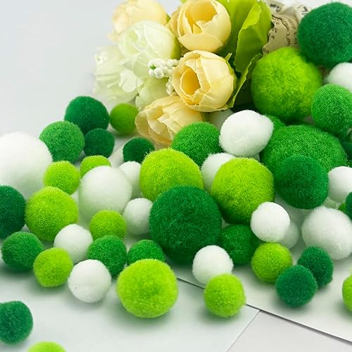 Miniatura 3 de Jxpinet 1000 pompones de 5 tamaños de 1 a 1.2 in, bolas de pompones peludos, bolas de pompones surtidos para decoración de arte y manualidades