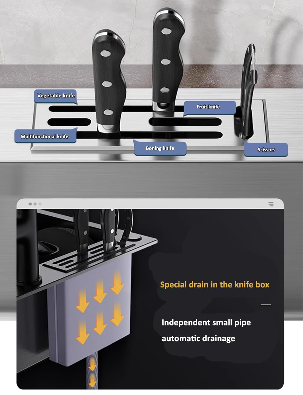 Amazon.com: Undermount Stainless Steel Single Bowl Sink With Knife