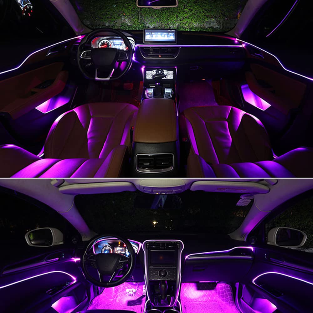 Baceyong 9-w-1 RGB LED Strip Light Kit, Wireless APP Controlled Car Neon Lights Interior Car LED Strip Lights Car Footlights
