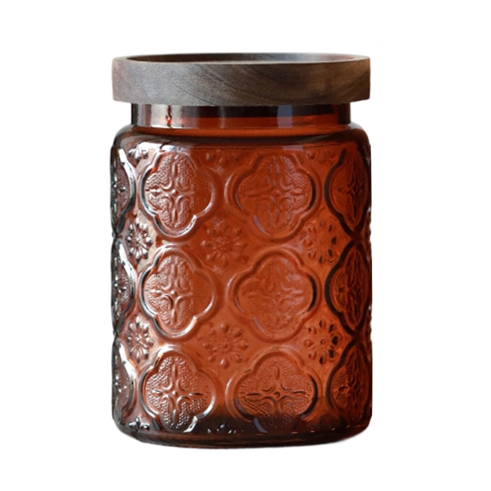 alloneslife Glass Jar for Food Storage Candies Embossed Sealed Airtights Wooden Lid Food Preservation Jar