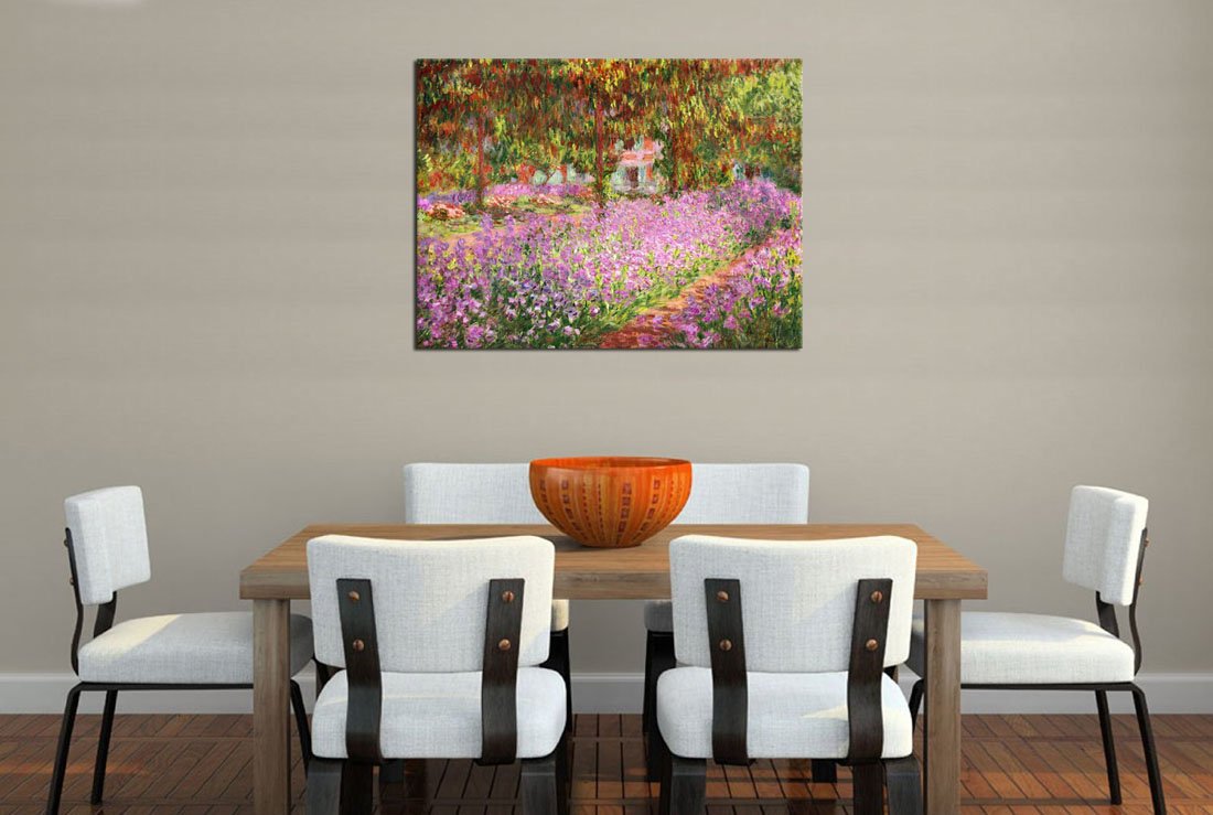 Large Canvas Wall Art Irises in Monet's Garden by Claude Monet Canvas Picture Prints Wall Decor 30" x 40" Canvas Artwork for Home Bedroom Living Room Decoration Framed Ready to Hang