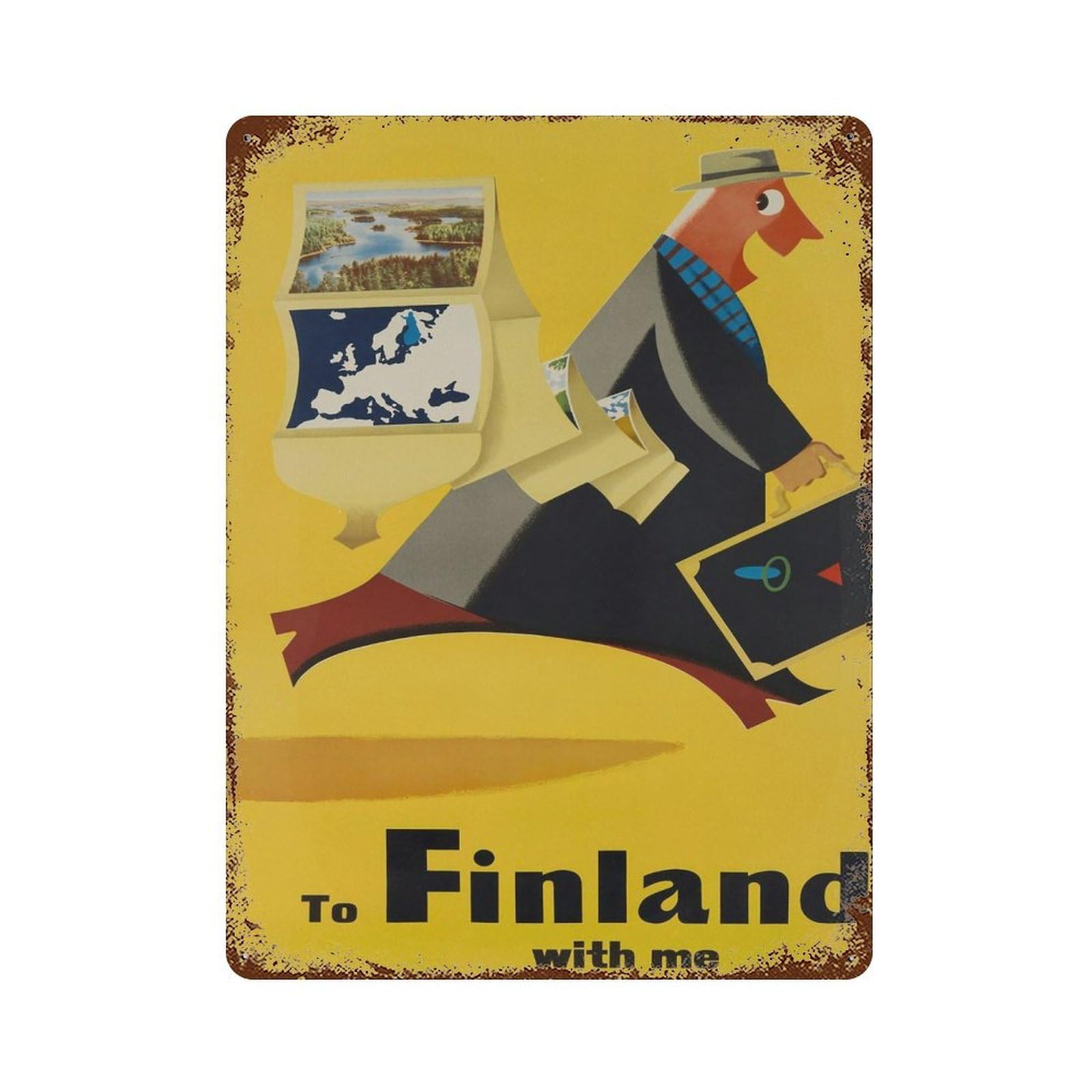 xiaoxiaoshen Finland Vintage Poster Wall Decor Art Metal Tin Poster Modern Home Decor Art Home Bar Shop Decorations Vintage Sign 40x30cm