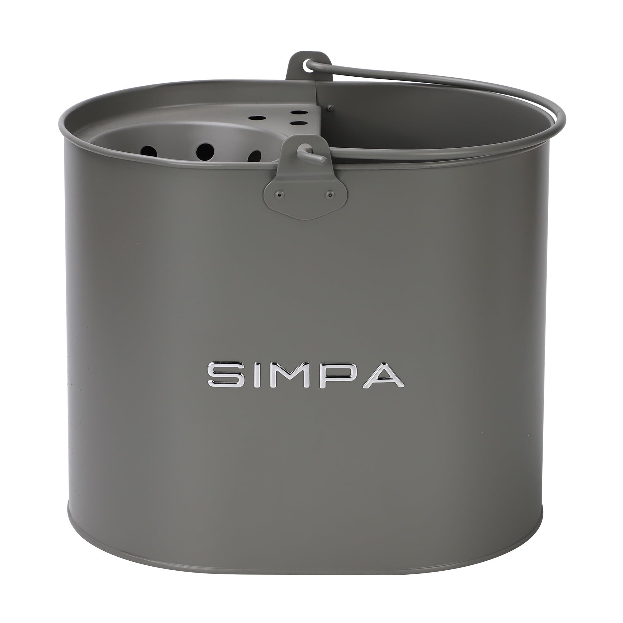 simpa 14L 14 Litre Stylish Metal Mop Buckets with Matt Grey Colour Finish.