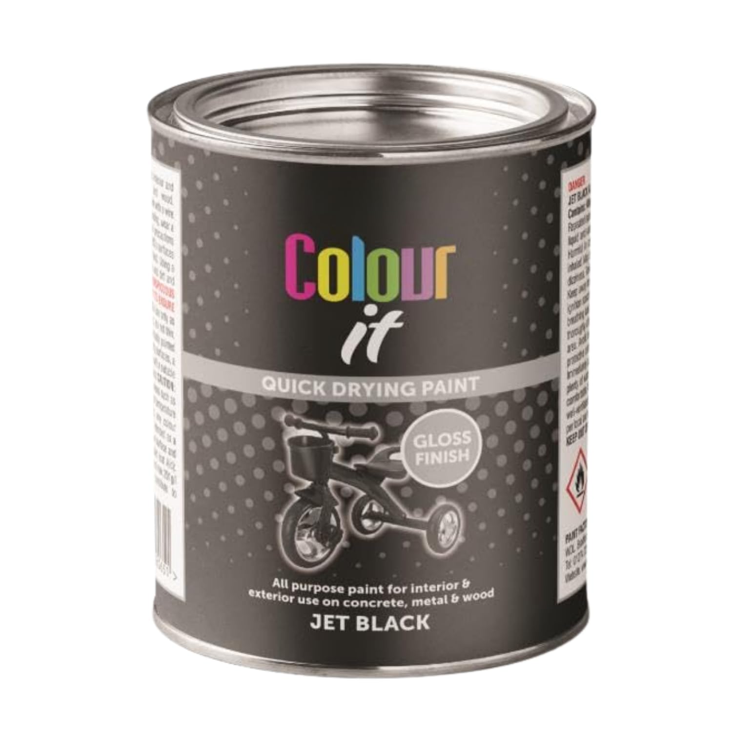 Inspired Essentials 300ml Non Drip Paint Tin Exterior Interior Hard Drying Performance Multi-Purpose Tin for Metal, Wood, Plastic, Walls with Perfect Finish (4, Black Gloss)