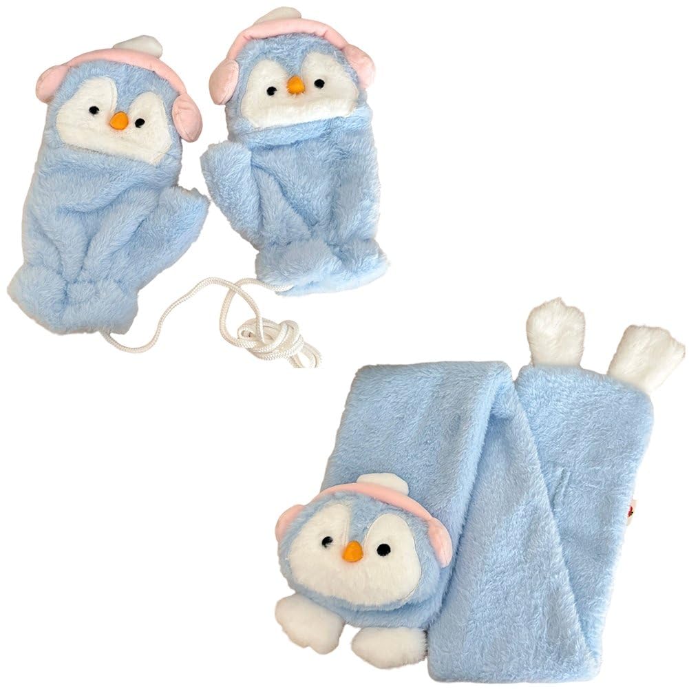 Écharpe pingouin douce avec moufles : idée cadeau Noël et anniversaire