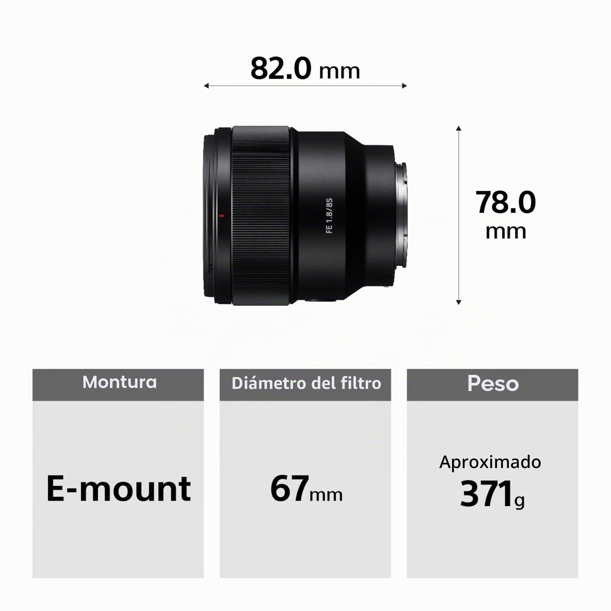 Sony SEL85F18 Objetivo de focal fija 85 mm F1.8 para Full Frame & APS-C, luminosa, Ideal para retratos, montura E (compatible con serie A7, ZV-E10, A6400, A6700), Negro