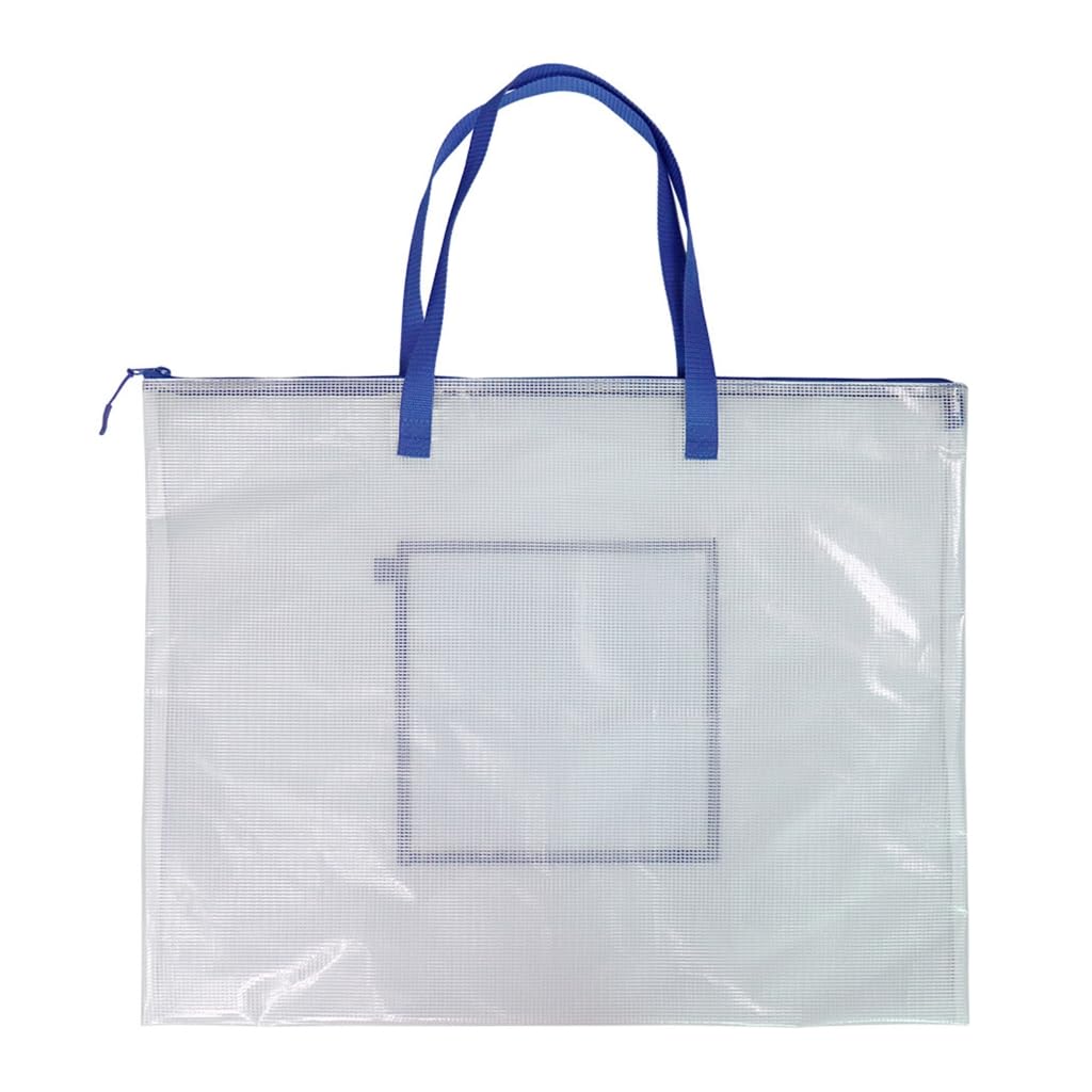 Large Capacity Project Bag Waterproof Clear Mesh Zippered Poster Art Supplies Bag for Artists, Students, Child