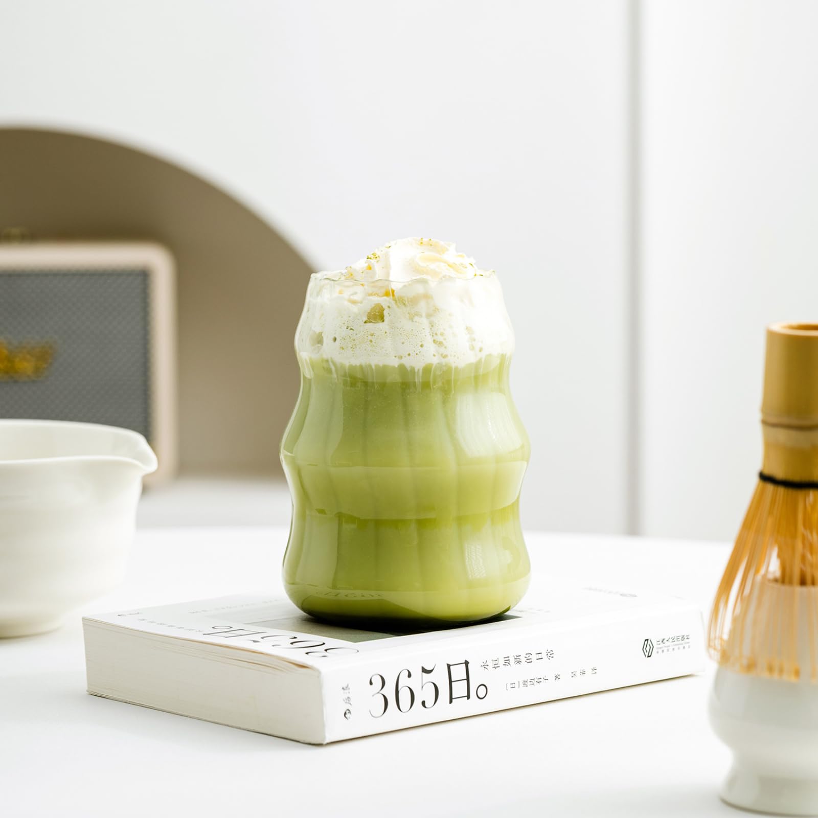 TFixol Autentyczny japoński zestaw do herbaty matcha, 7-częściowy zestaw ceremonii, z miską trzepaczką, pojemnikiem na wylewkę, szklanka w eleganckim pudełku
