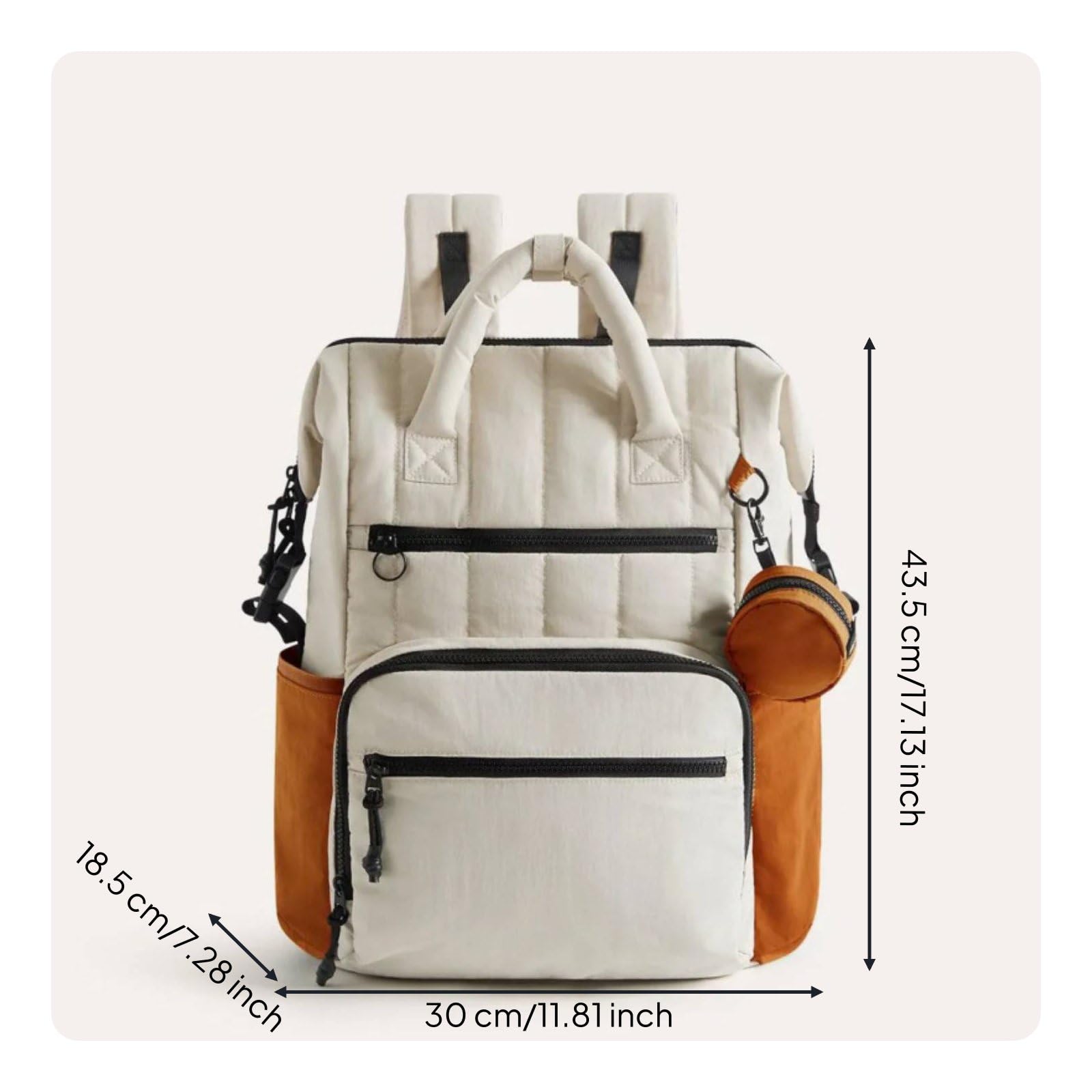 Baoblaze Borsa Fasciatoio Impermeabile Zaino Neonato Borsa Mamma Borsa Passeggino Organizzata con Ampia Apertura Multiple Spallacci Imbottiti Ergonomici, Beige+Arancione
