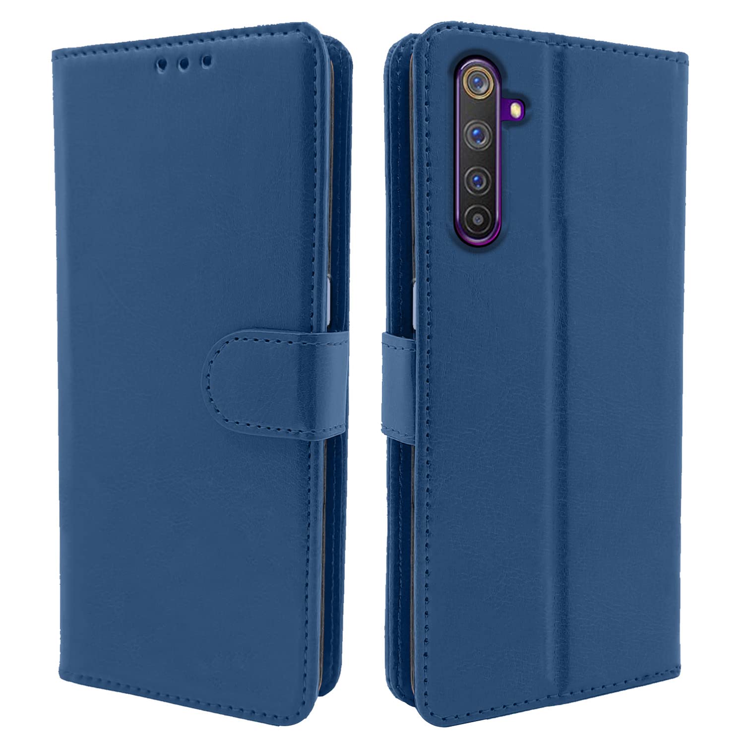 Pikkme Realme 6 Pro Flip Case Leather Finish | Inside TPU with Card Pockets | Wallet Stand and Shock Proof | Magnetic Closing | Complete Protection Flip Cover for Realme 6 Pro (Blue) (B08639T3TT) Amazon Price History, Amazon Price Tracker