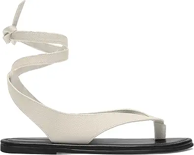 Ankle Strap Flat Sandals for Women Comfortable Lace Up T-Strap Slip on Flip Flops Flats Ladies Fashion Cute Thong Sandals Summer Soft Flip Flops Sandals