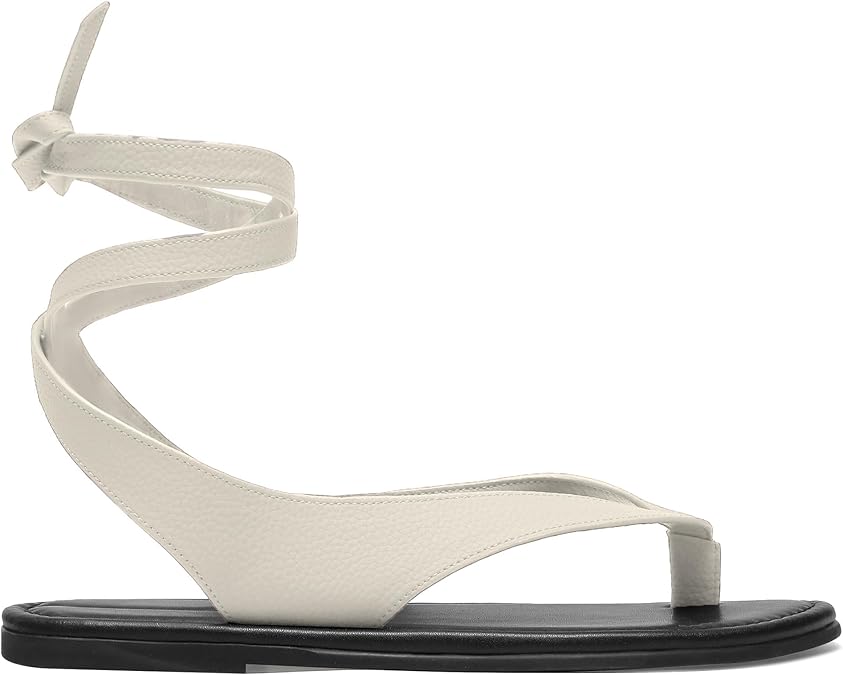 Ankle Strap Flat Sandals for Women Comfortable Lace Up T-Strap Slip on Flip Flops Flats Ladies Fashion Cute Thong Sandals Summer Soft Flip Flops Sandals