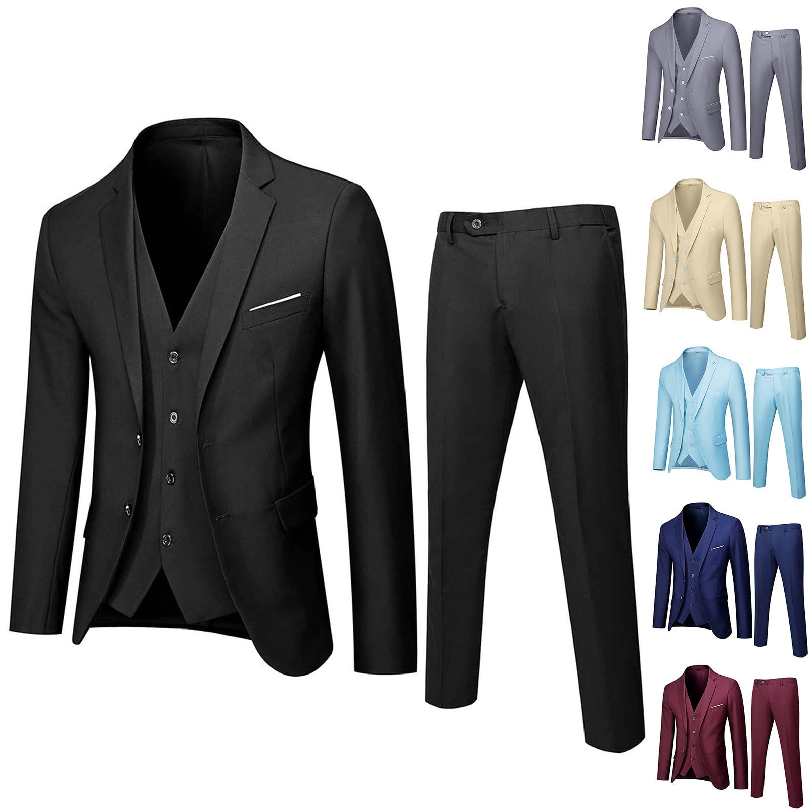 Costume Adolescent Garçon 10-18 Ans Ensemble Enfant Ado Garçon 3 Pieces Slim Fit Complète Graduation Cérémonie Mariage Fête Formelle Smoking élégant Veste + Gilet + Pantalon